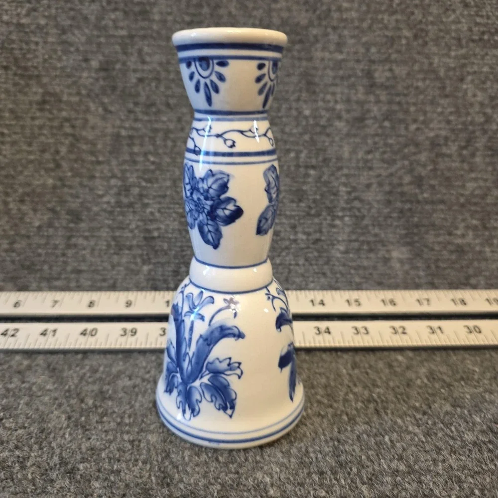 Vintage CBK LTD LLC Blue White Cobalt Ceramic Candlestick Holders Pair Decor‎